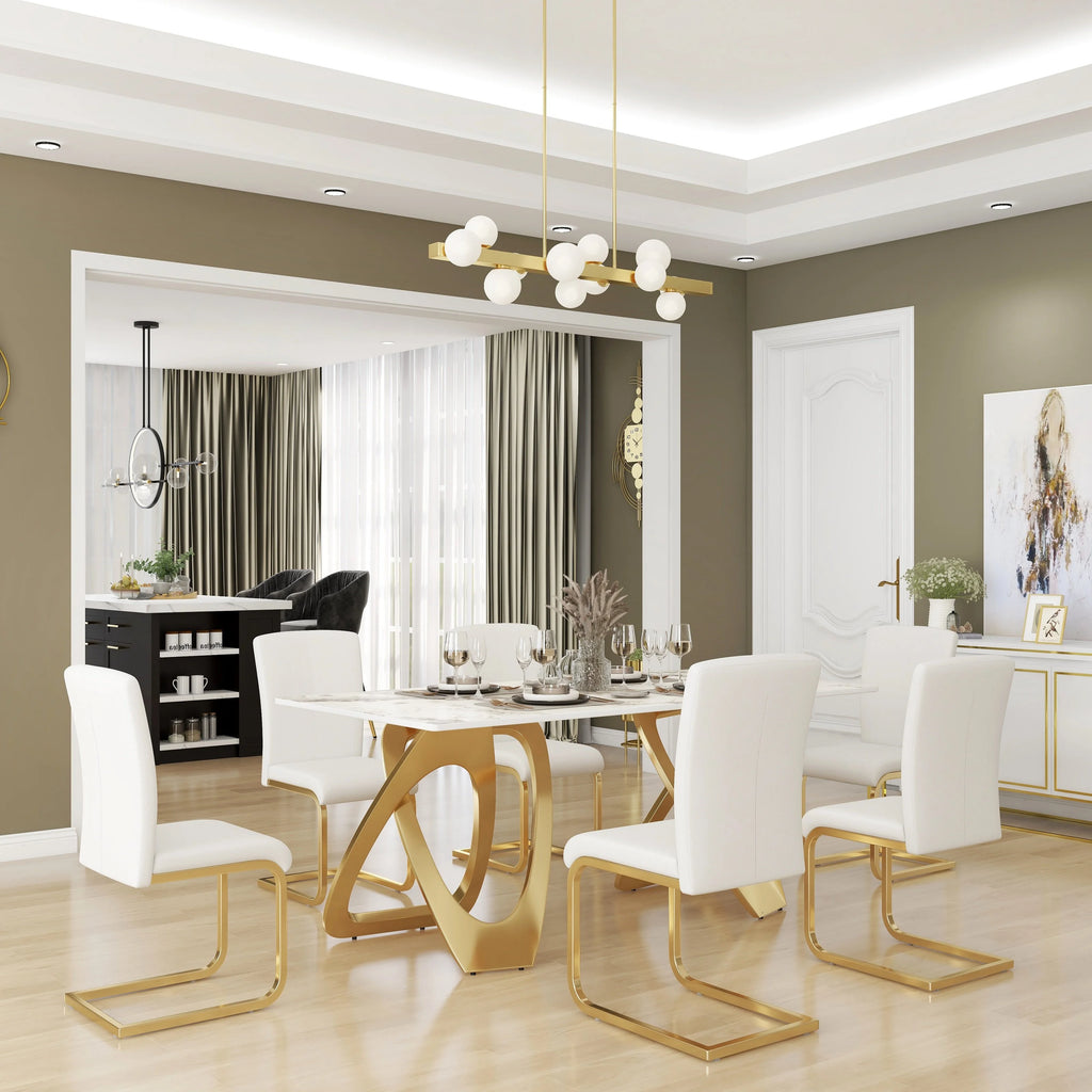 White PU Leather Dining Chairs Set of 2 S79981