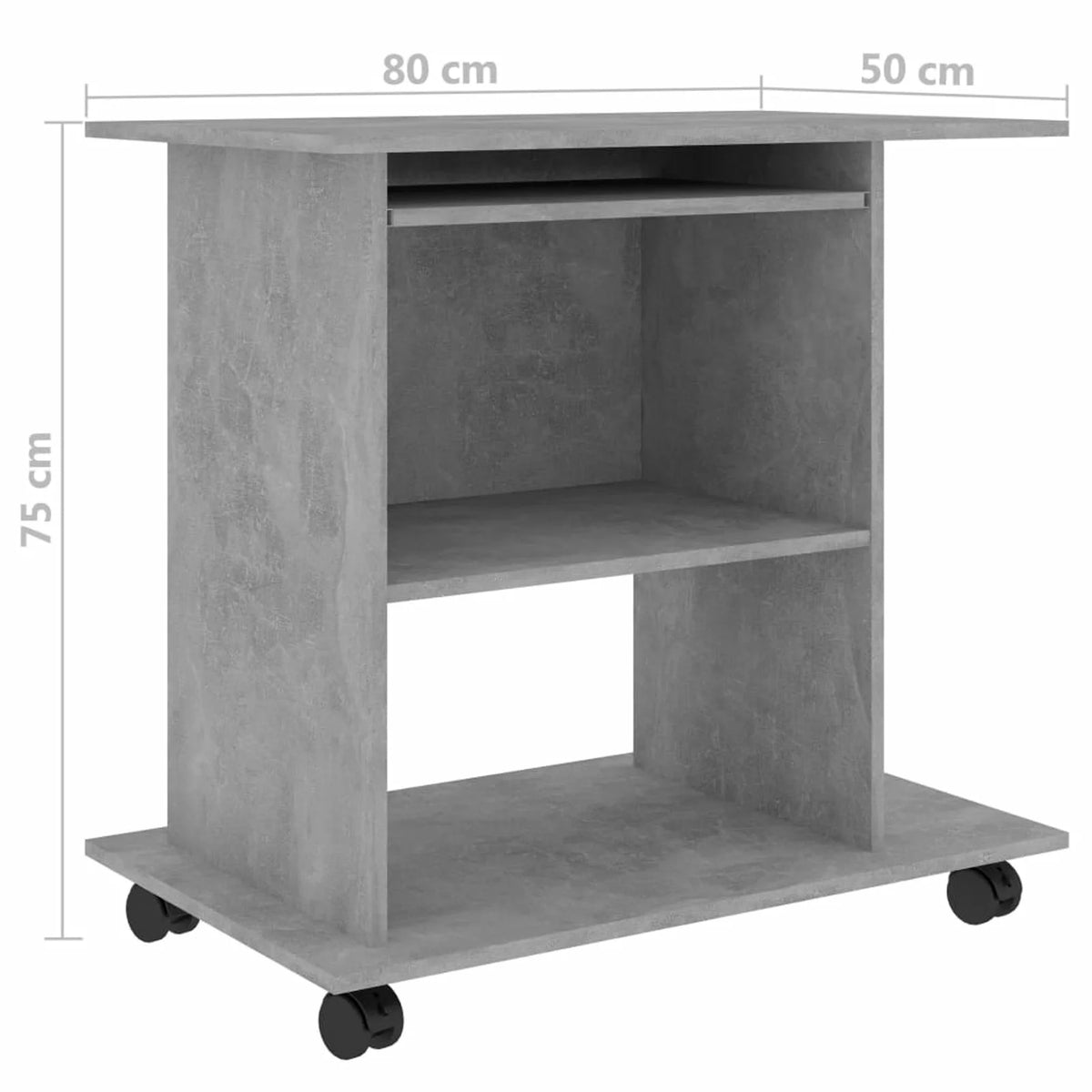 Wheeled Computer Desk with Keyboard Tray L6673