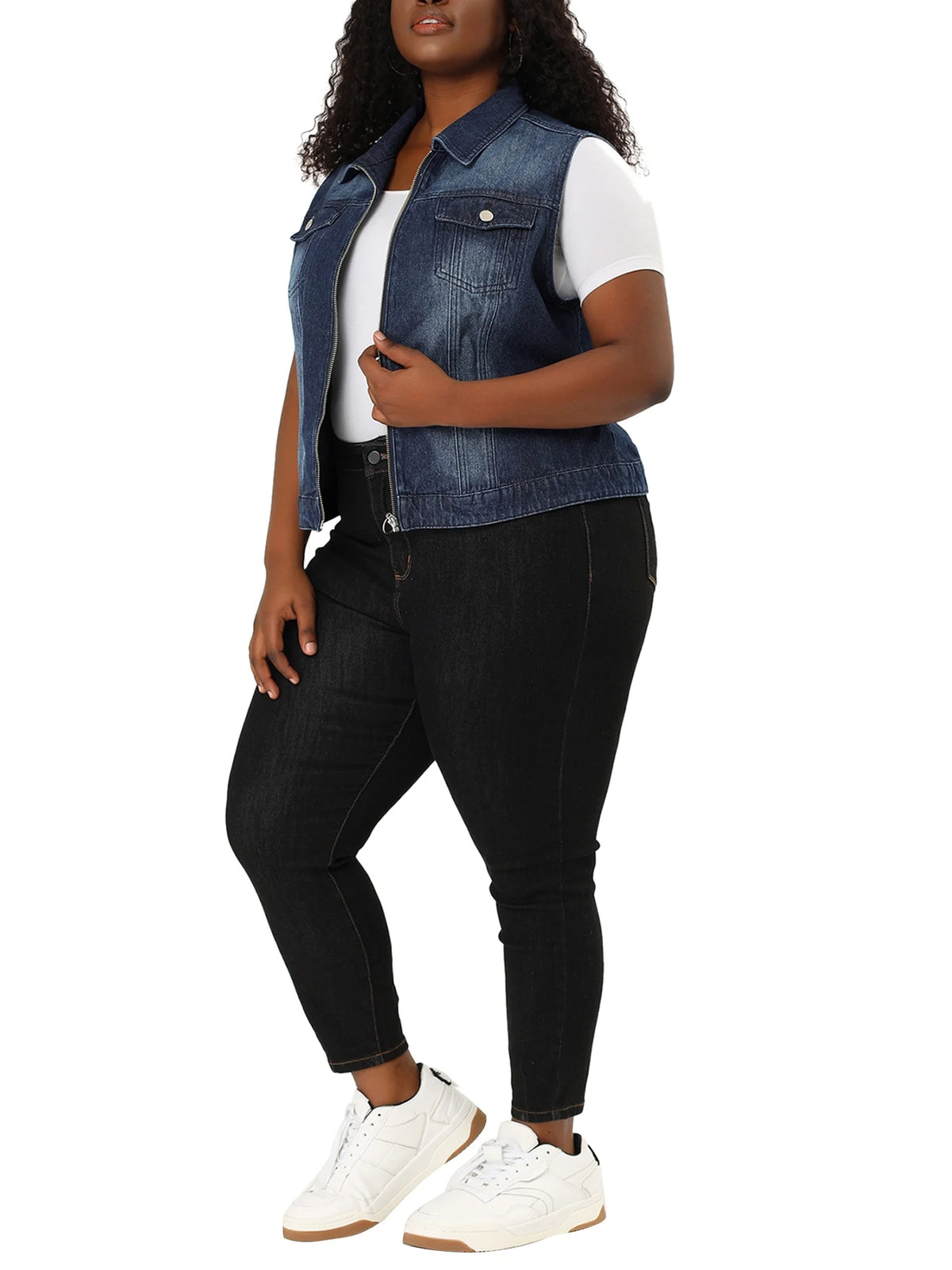 Plus Size Sleeveless Denim Vest Jacket M8461