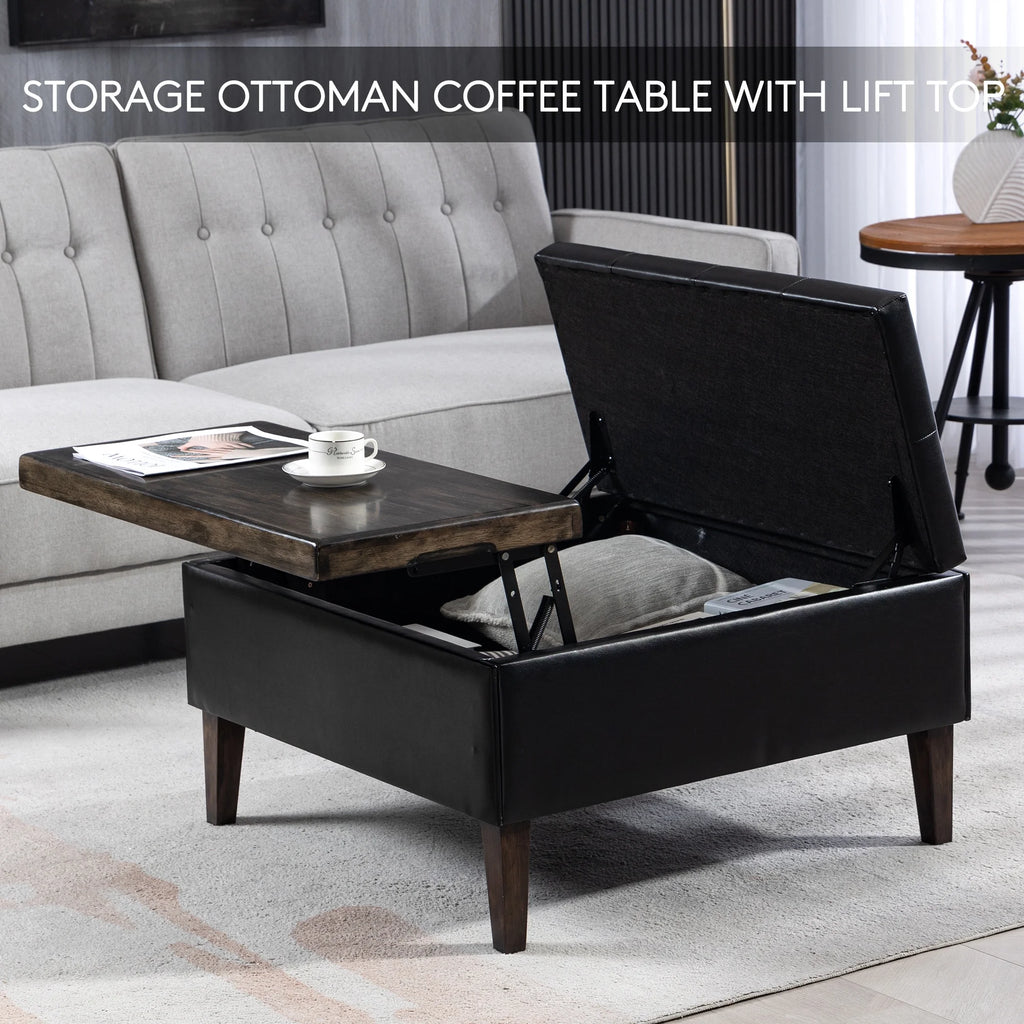 Black Square Storage Ottoman K5768