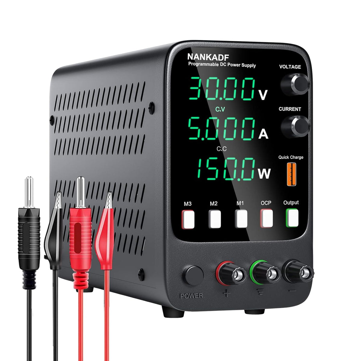 Variable 30V 5A Bench Power Supply with 4-Digits LED Display T396