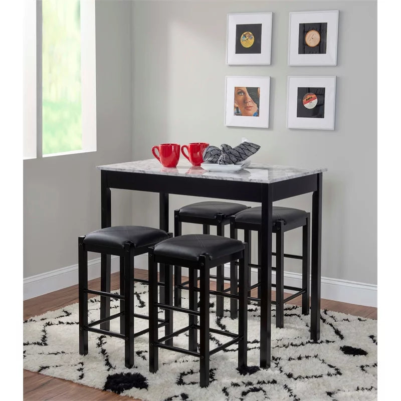 Set of Two 25" Backless Faux Leather Counter Stools N3881