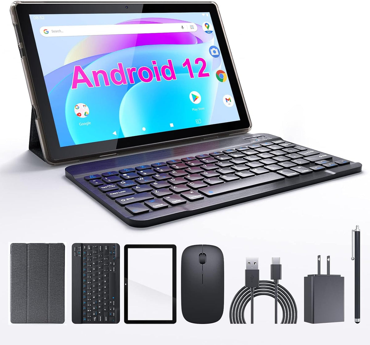 10.1 Inch Android 12 Tablet with Keyboard, 2GB RAM, 32GB ROM, 512GB Expandable V921681