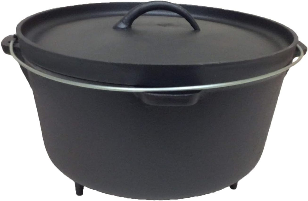 Pre-seasoned 16 Quart Cast Iron Dutch Oven with 3 legs and Lip Lid U4829