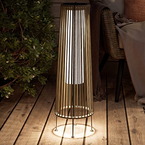 Light Brown Wicker Solar Patio Lamp 2-Pack K308