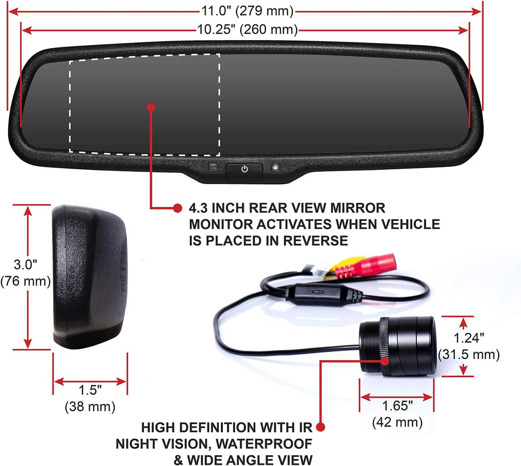 Rearview Car Mirror with 4.3 Inch Monitor and Backup Camera Z24207