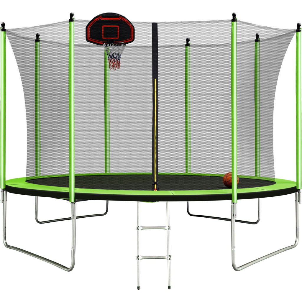 10FT Trampoline with Basketball Hoop and Ladder J2217