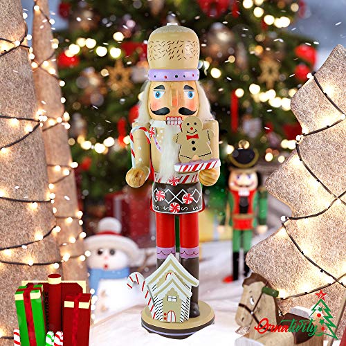 14" Wooden Gingerbread Chef Nutcracker H800