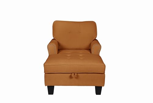 Green Corduroy Upholstered Chaise Lounge Sleeper Sofa Bed Chair N57173