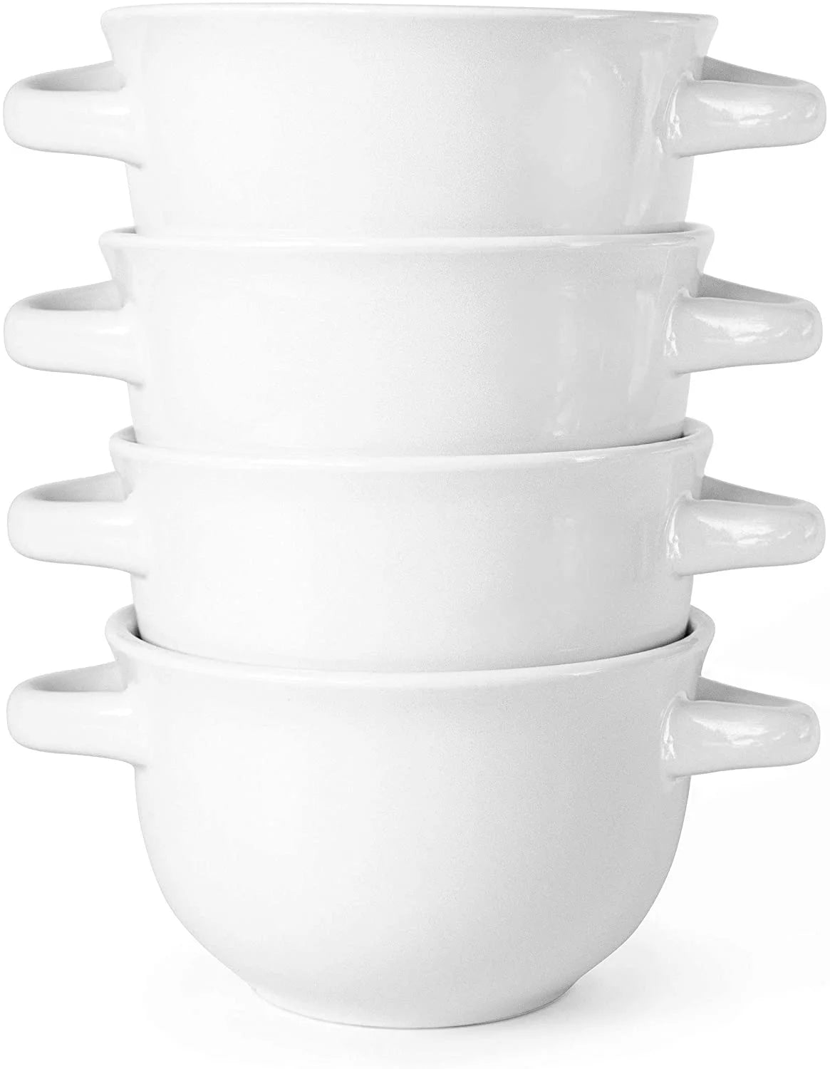 18 oz White Soup Bowls with Handles, Set of 4 E3190