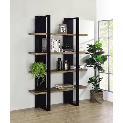 Black/Aged Walnut Etagere Bookcase H169