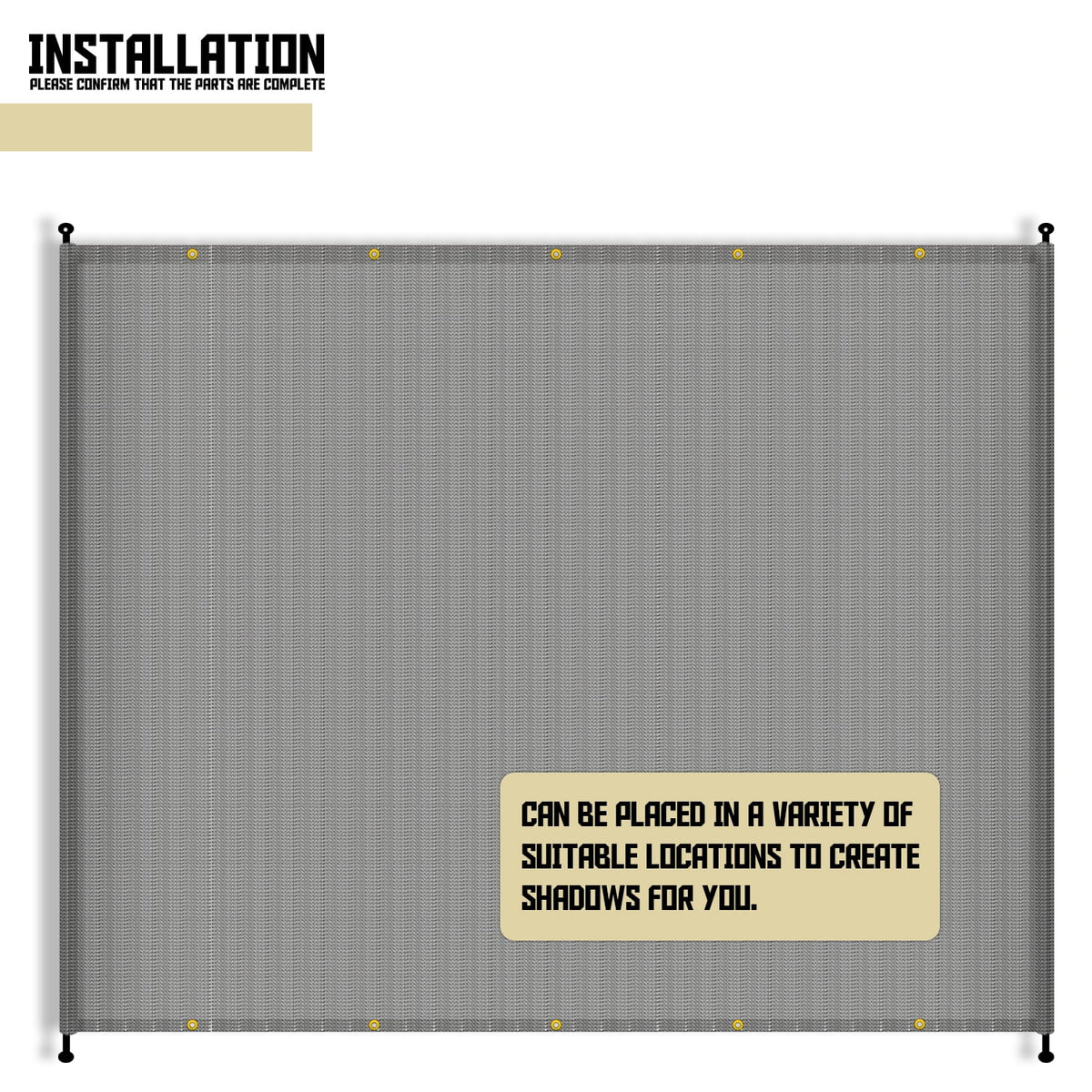 Light Grey Pergola Replacement Cover Canopy with Gromets N178112