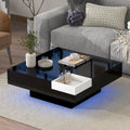 Square Coffee Table with Detachable Tray and LED Strip Lights A3910