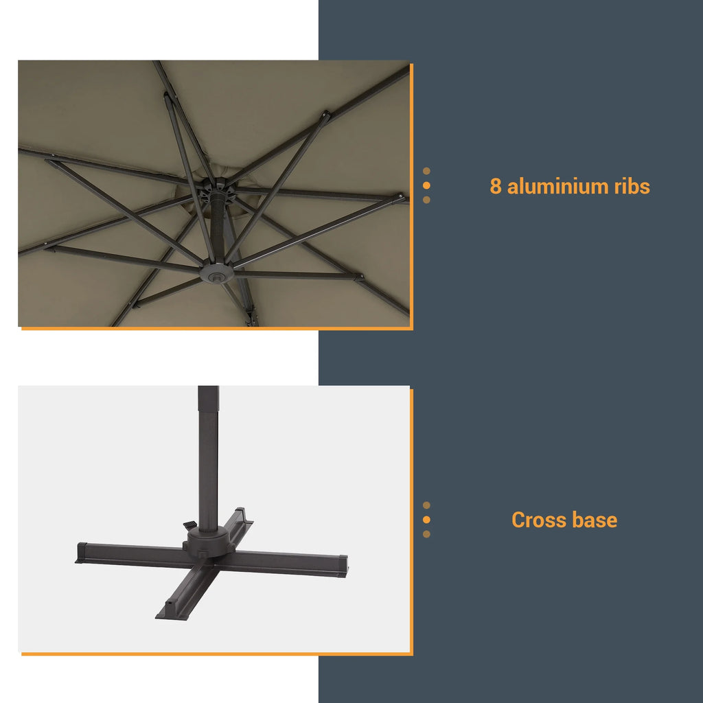 Taupe 10ft Outdoor Round Cantilever Patio Umbrella A34616