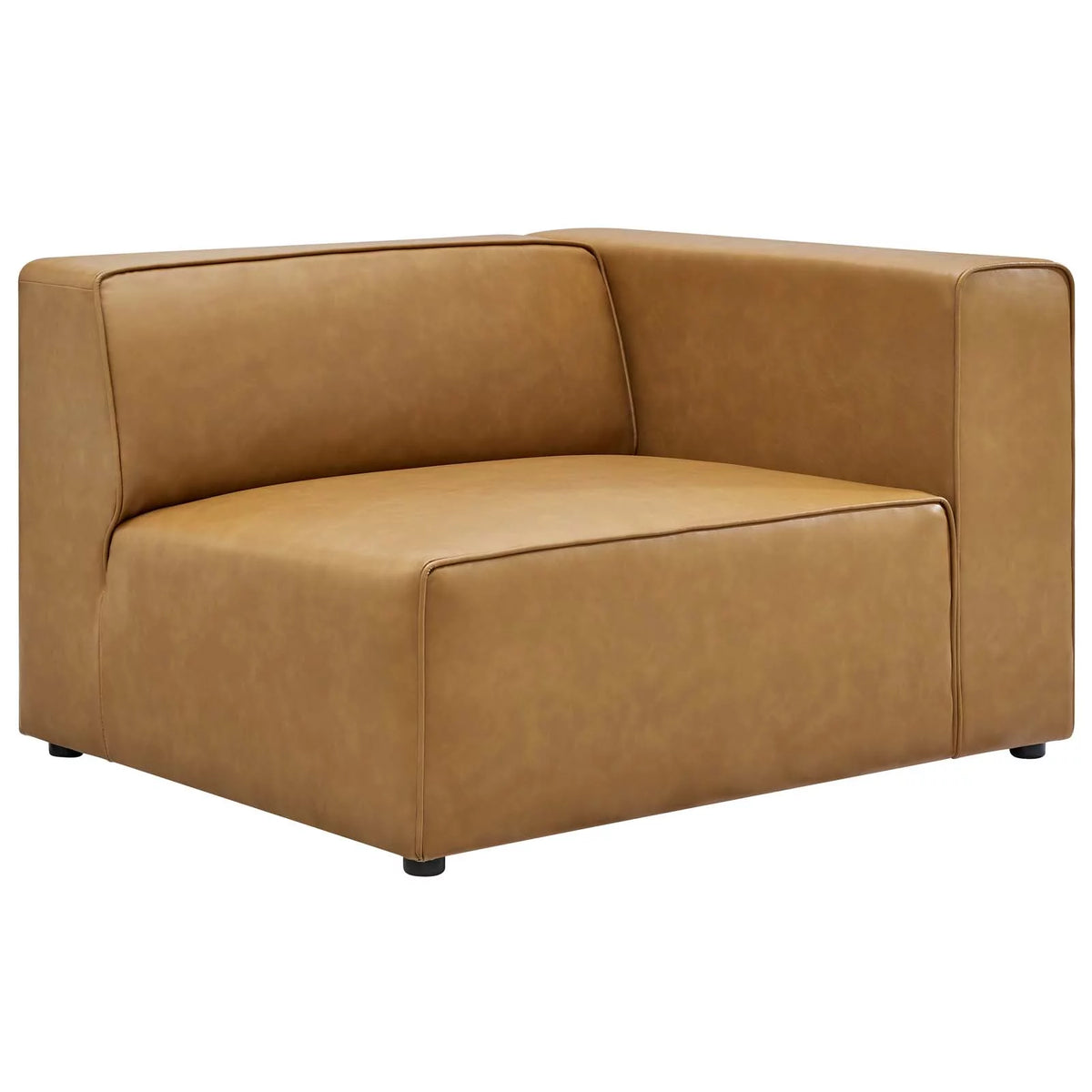 Tan Faux Vegan Leather Sectional Sofa Set O256