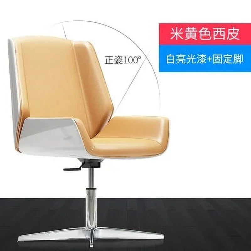 Solid Wood Leather Swivel Office Chair U70362