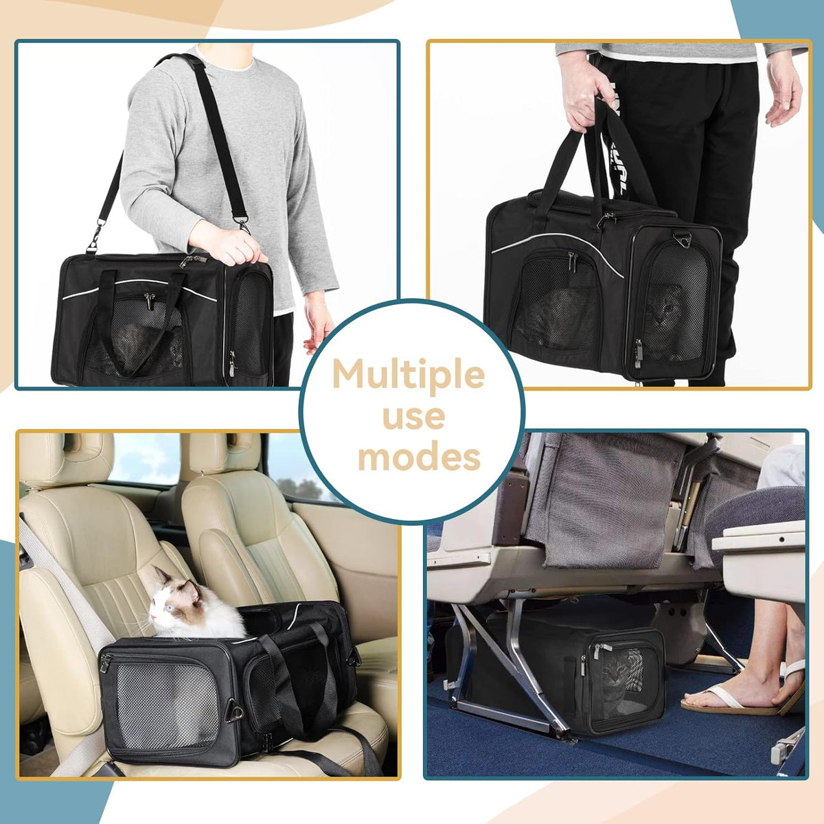 Foldable Pet Travel Carriers, Airline Approved, Washable Pack of 2 Z9226