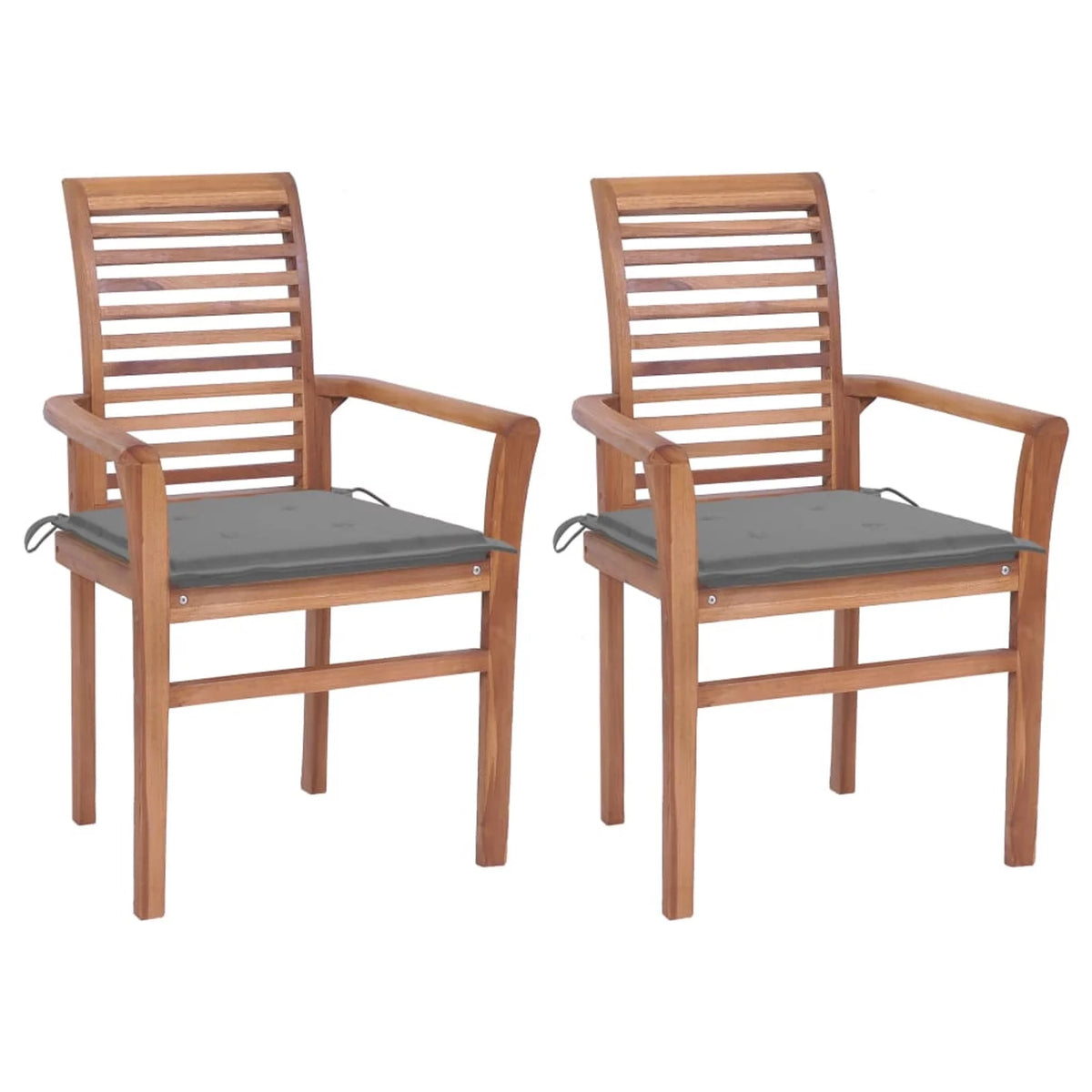 Set of 2 Wooden Garden Chairs with Gray Cushion A3576