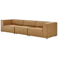 Tan Faux Vegan Leather Sectional Sofa Set O256