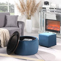 Round Ottoman Set 2 in 1 Coffee Table with Wood Cover and Square Ottoman B482728
