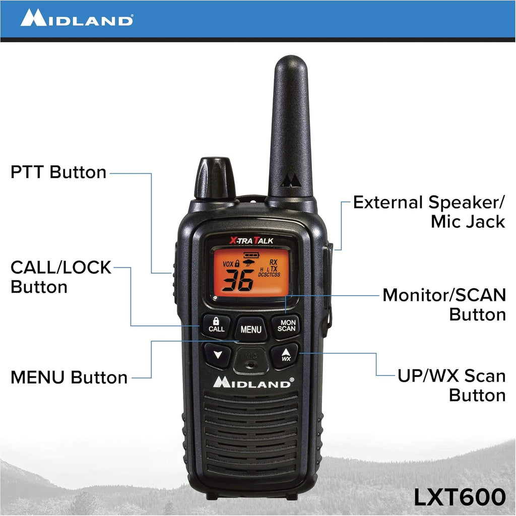 36 Channel FRS Two-Way Radio Walkie Talkie Black 8 Pack O56671