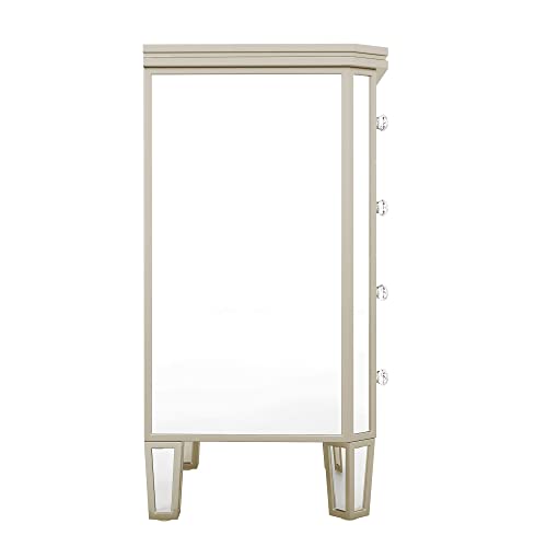 Silver 4-Drawer Chest with Golden Lines and Crystal-Shape Knob Q86495