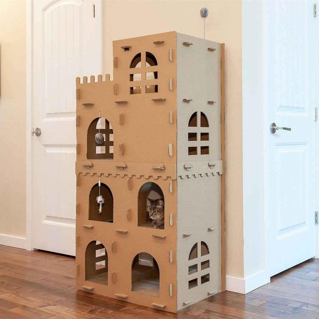 Corrugated Cat Scratcher House with Catnip G2677