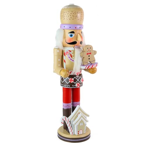 14" Wooden Gingerbread Chef Nutcracker H800