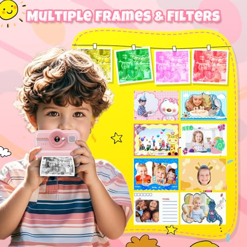 1080P HD Kids Instant Print Camera with 3 Rolls Print Paper & 32GB Card (Black) D752