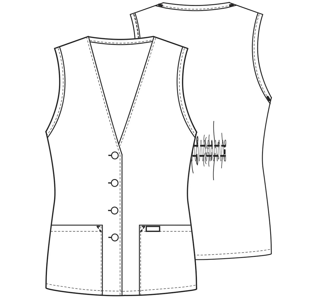 Button Front Scrubs Vest D131