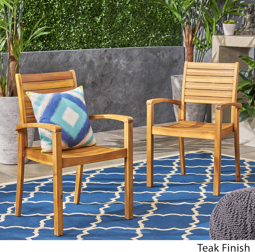 Acacia Wood Outdoor Dining Chairs Set of 2 X234278