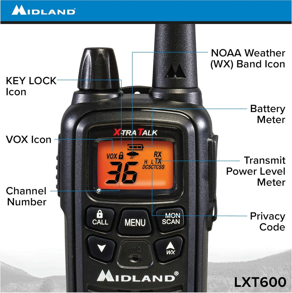 36 Channel FRS Two-Way Radio Walkie Talkie Black 8 Pack O56671