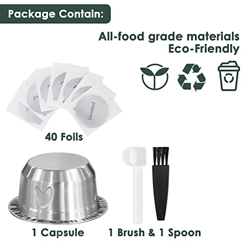 Refillable Stainless Steel Vertuo Capsule with 40 Foil Lids N219519