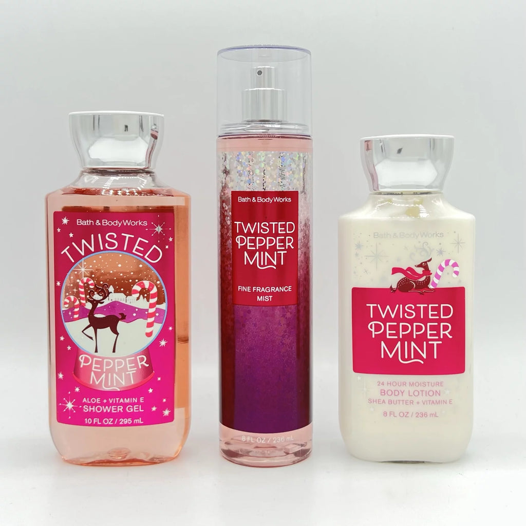 Twisted Peppermint Shower Gel, Fine Fragrance Mist and Body Lotion 3-Piece Bundle E36549