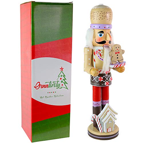 14" Wooden Gingerbread Chef Nutcracker H800