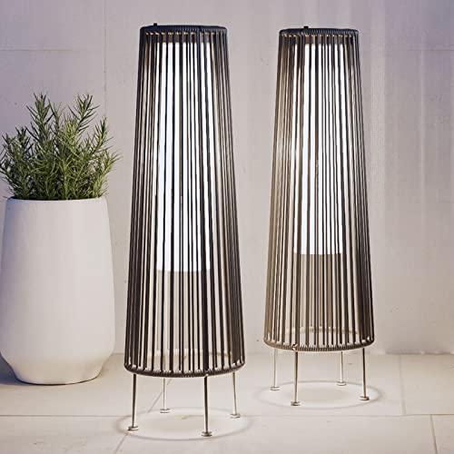 Light Brown Wicker Solar Patio Lamp 2-Pack K308