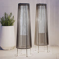 Light Brown Wicker Solar Patio Lamp 2-Pack K308