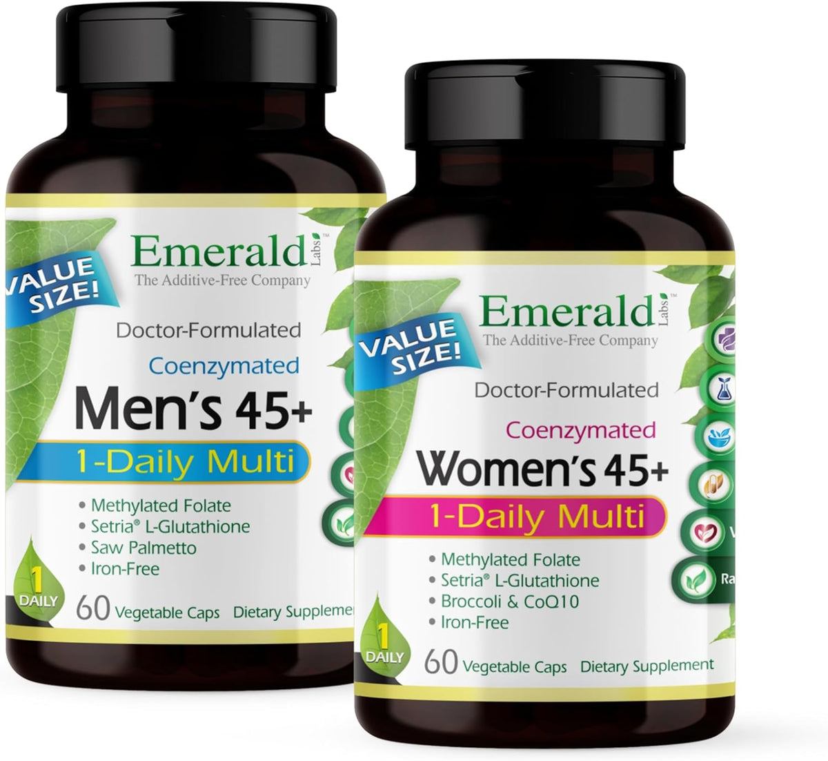 Women's 45+ 1-Daily Multi (60 Caps) & Men's 45+ 1-Daily Multi (60 Caps) Complete Multivitamin J218