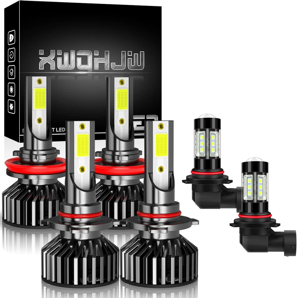 LED Headlight Bulbs, 9005 + 9006 High/Low Beam + 9006 Fog Light Bulbs, Pack of 6 Super White N6971