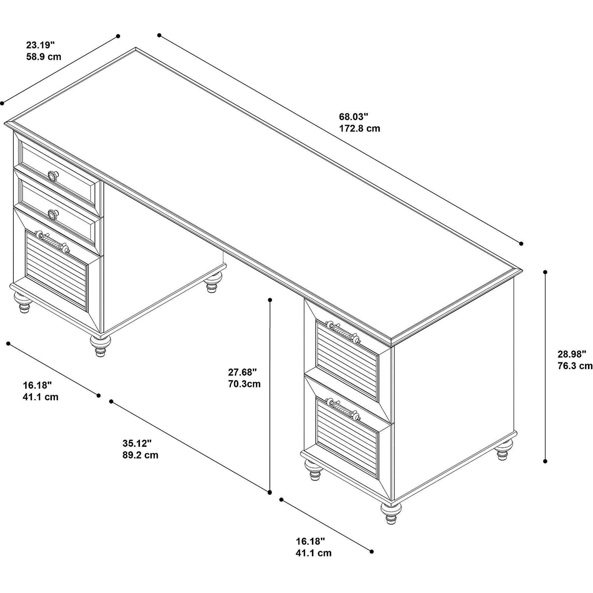 Coastal Cherry Double Pedestal Desk C97564
