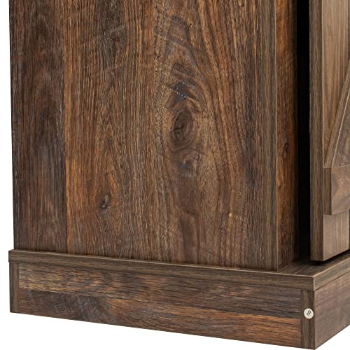 Rustic Natural Wooden TV Stand with Sliding Barn Doors T283083