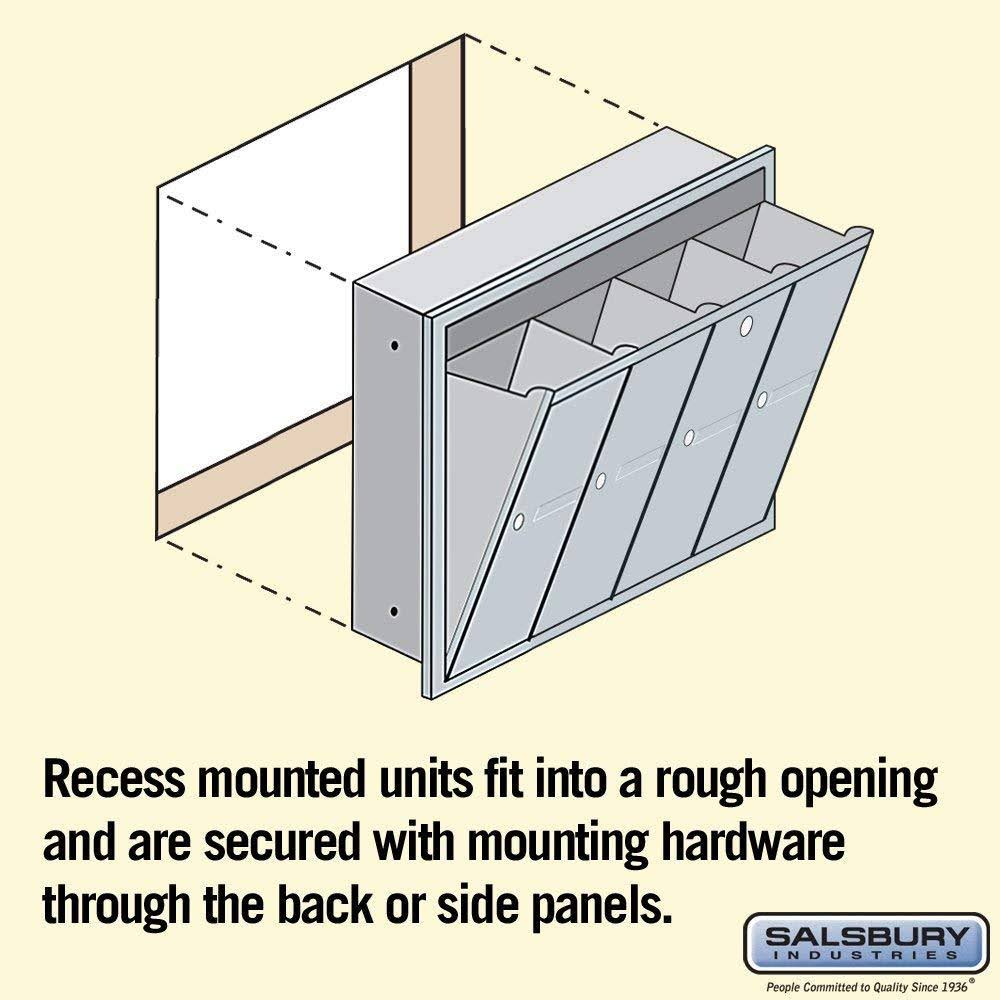 Aluminum Vertical Recessed Mounted 4 Doors Mailbox H104525