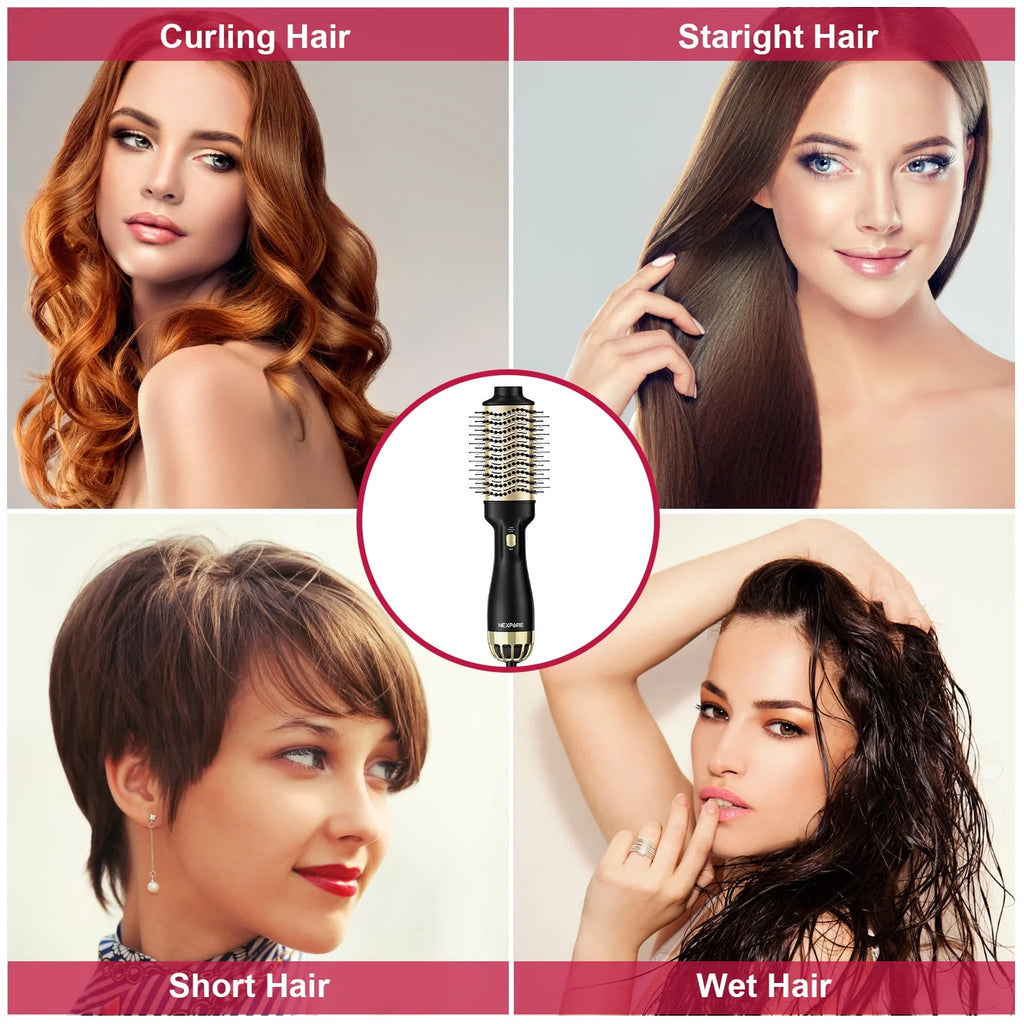 4 in 1 Hair Dryer Brush with Negative Ion Ceramic Titanium Barrel C806