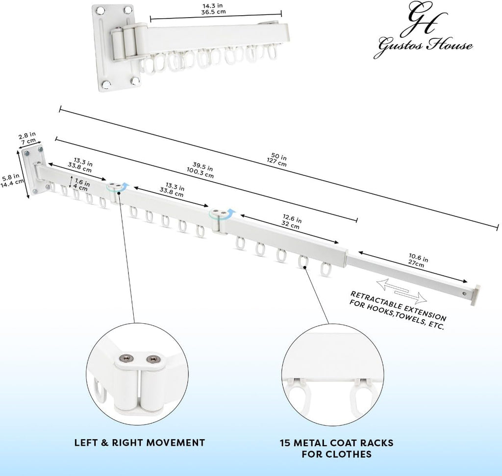 Wall Mounted Retractable Folding Clothes Rack G259699
