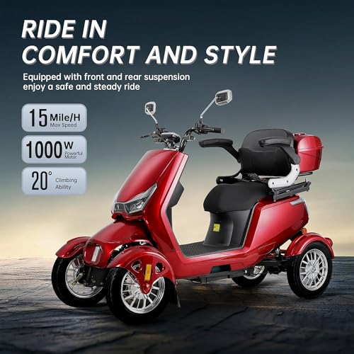 Silver 4 Wheel Mobility Scooter 500lbs Loadweight 31 Mile Long Range Battery H7519