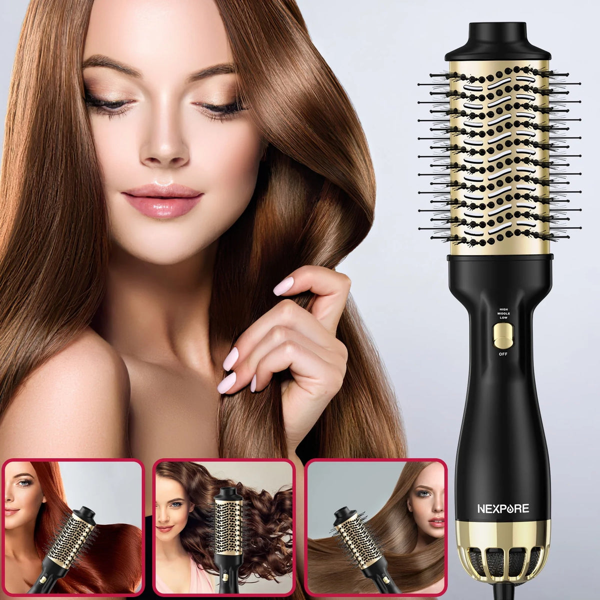 4 in 1 Hair Dryer Brush with Negative Ion Ceramic Titanium Barrel C806