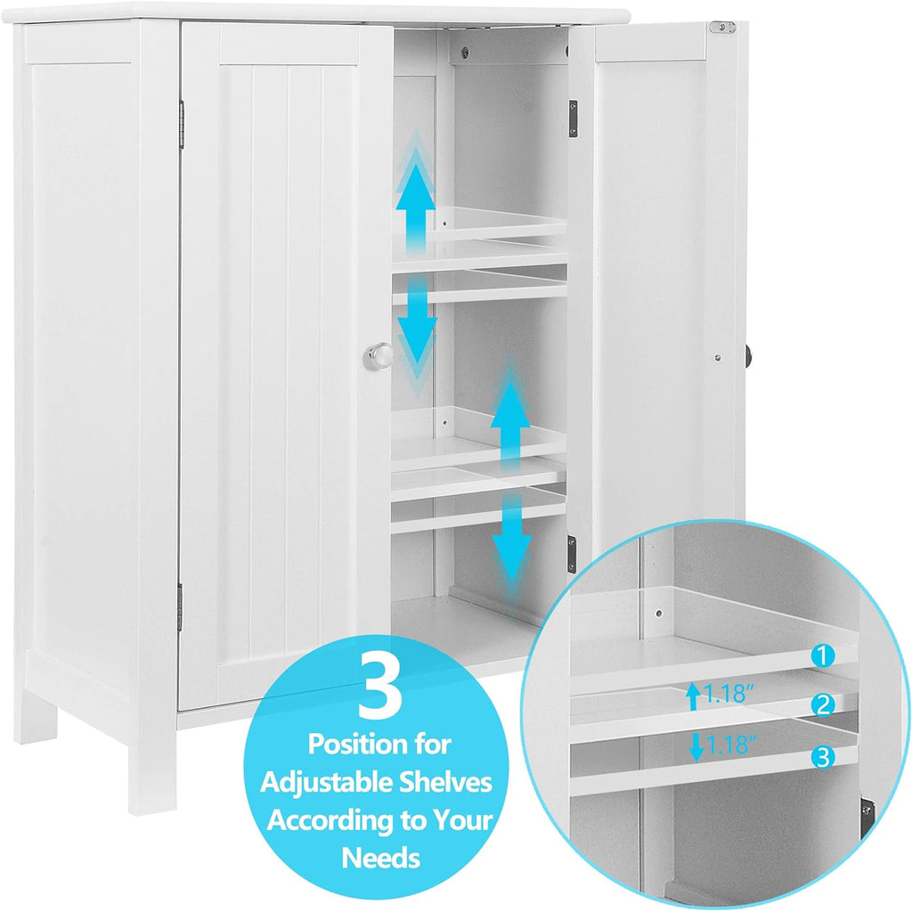 Bathroom Floor Storage Cabinet with Adjustable Shelf and Double Door O8496