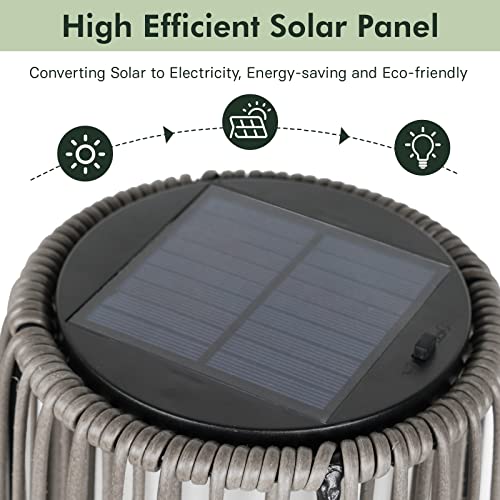 Light Brown Wicker Solar Patio Lamp 2-Pack K308