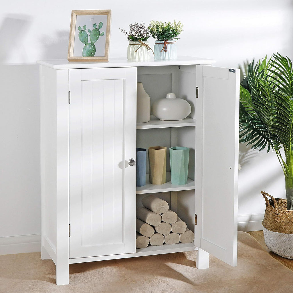 Bathroom Floor Storage Cabinet with Adjustable Shelf and Double Door O8496