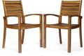 Acacia Wood Outdoor Dining Chairs Set of 2 X234278